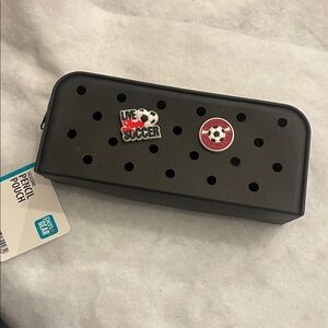Black Croc shoe Charm jibbetz Pencil Pouch nwt